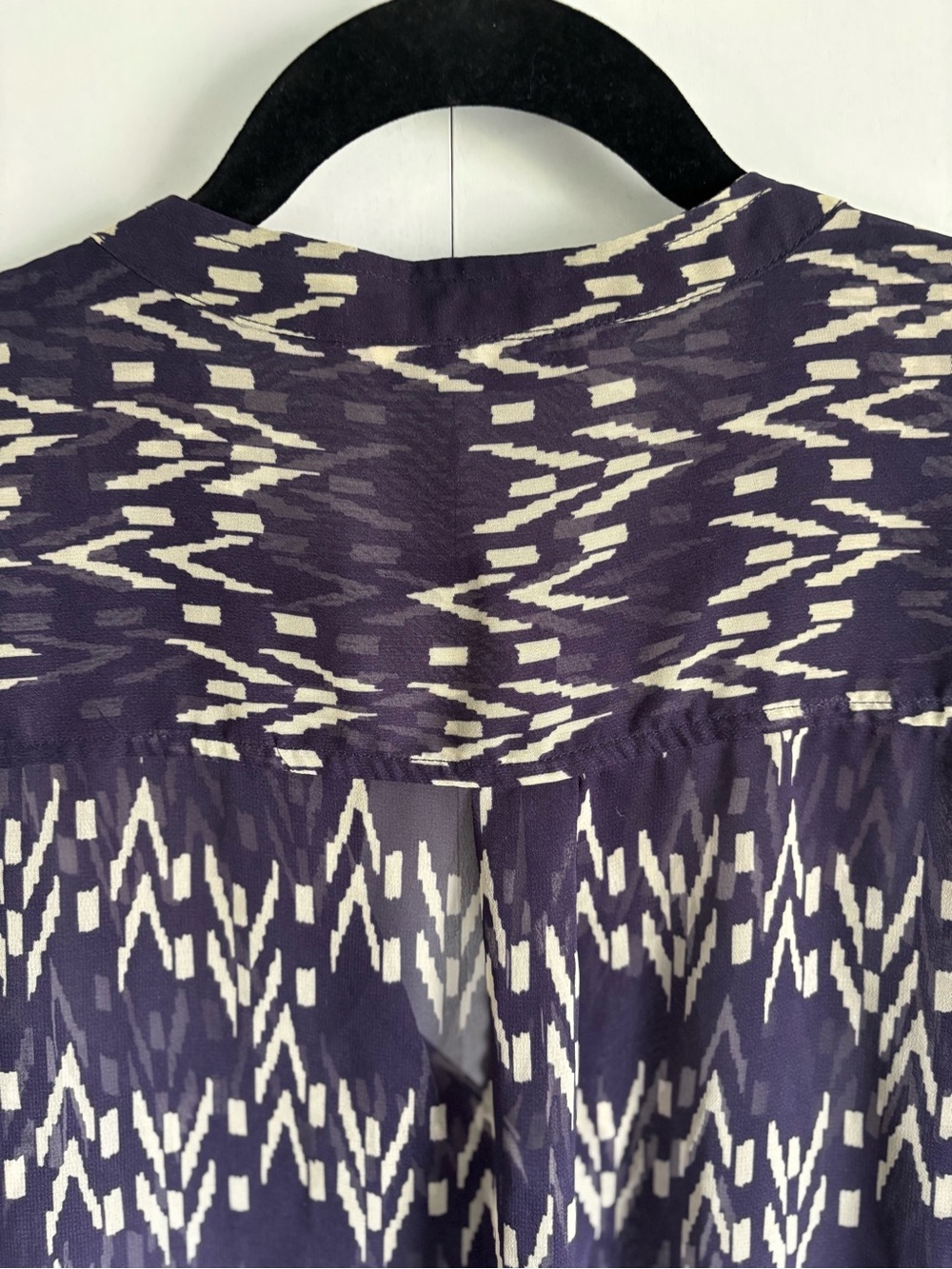 Zara Sheer Navy Patterned Tunic Large - Picture 8 of 13